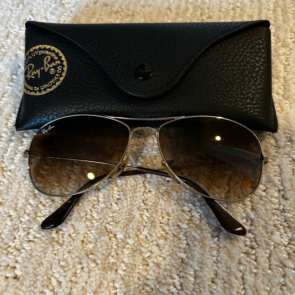 Ray-Ban Gold Aviators with Case, Gently Used